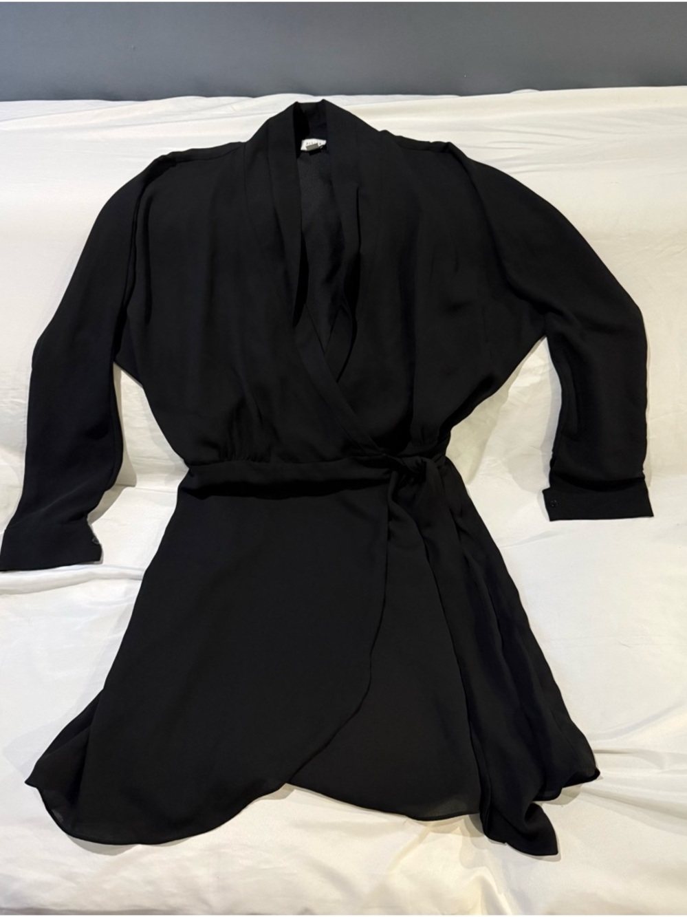 Peyton Jensen Round Neck Bow Wrap Midi Dress Black Medium